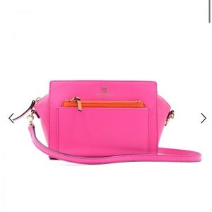 Adelia Hadley 2way Leather Bright Neon Crossbody Messenger removable strap clutc